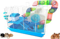 Large Multi-Floors Hamster Mansion Mouse Habitat Gerbil Home Rat House Small Animal Critter Cage (2-Floors, Blue)