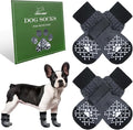 EXPAWLORER Dog Socks for Prevent Licking Paws,Winter Boots & Paw Protectors, Non Slip Doggie Grippy Booties for Hardwood Floors, Shoes for Small Medium Large Senior Dogs Twists Grey M