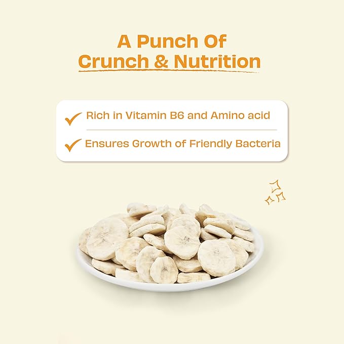 100% Natural Freeze-Dried Banana Treats for Dogs | Single Ingredient | Vegan Treats | Grain & Gluten Free | Low Calorie Training Treats (1.94oz)