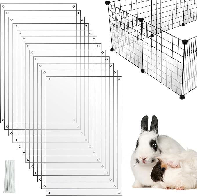 PETKNOWS 12 Pack Pet Cage Liner Protection Rabbit Cage Urine Guard Clear Cage Edge Liner Guinea Pig Side Lining Habitat Siding Small Animal Cage Accessories - Keep Litter in The Cage