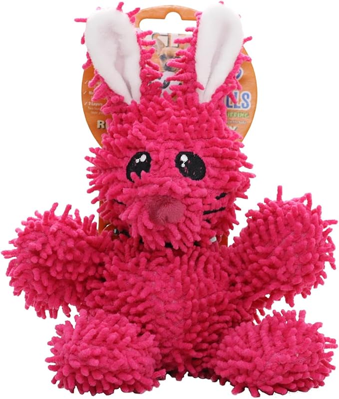 MIGHTY- Microfiber Ball - Farm – Made with Squeaker Balls and Minimal Stuffing. Strong & Tough. Interactive Play. Machine Washable & Floats (Rabbit, Jr 2 Pack)