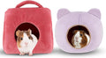 YUEPET Guinea Pig Bed 2 Pack, Washable Guinea Pig Cage Accessories Small Animal Bed Hideout for Guinea Pigs Chinchillas Hamsters Hedgehogs (Handbag and Bear)