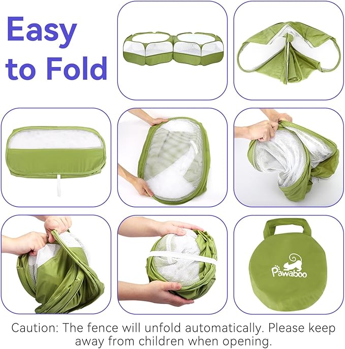 Pawaboo Small Animals Playpen, Portable Chicken Coop Run Large Chick Brooder with Zipper Splicing, Pop Up Pet Enclosure Cat Tent for Guinea Pig Bunny Puppy Indoor Outdoor, Avocado Green