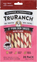 TRURANCH 5" Pork Skin Twists - Collagen Chews for Dogs - Bacon Flavor - Made with Real Pork Skin - Rawhide Alternative - Limited Ingredient - Easy to Digest Treat, 1 Bag, 9 Count