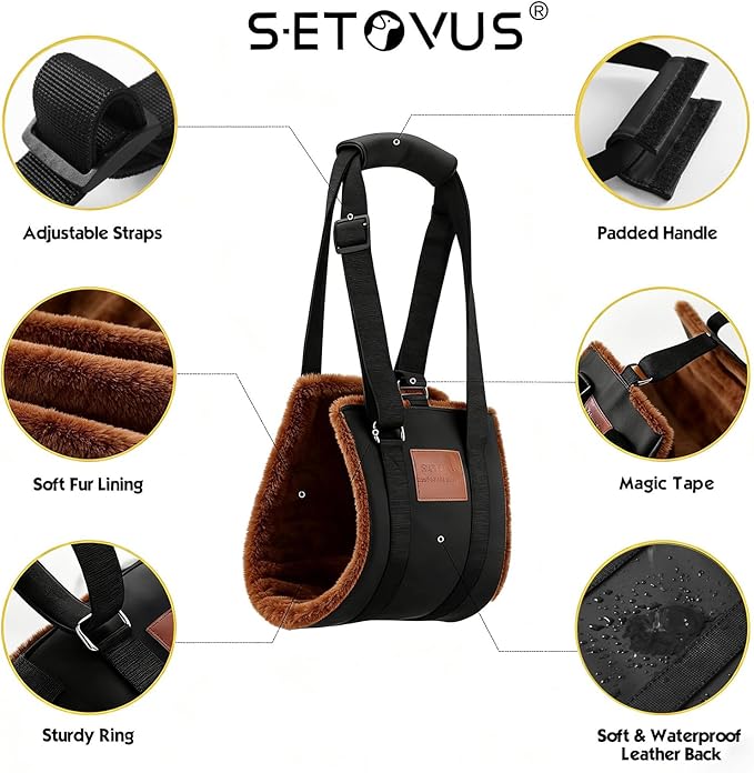 Dog Sling for Back Legs, Dog Lift Harness, Magic Tape Dog Sling for Large Dogs Hind Leg Support, Elderly Dog Lifter, Assist Canie Hip Arthritis K9 Cruciate Ligament Rehabilitation (Brown, Large)