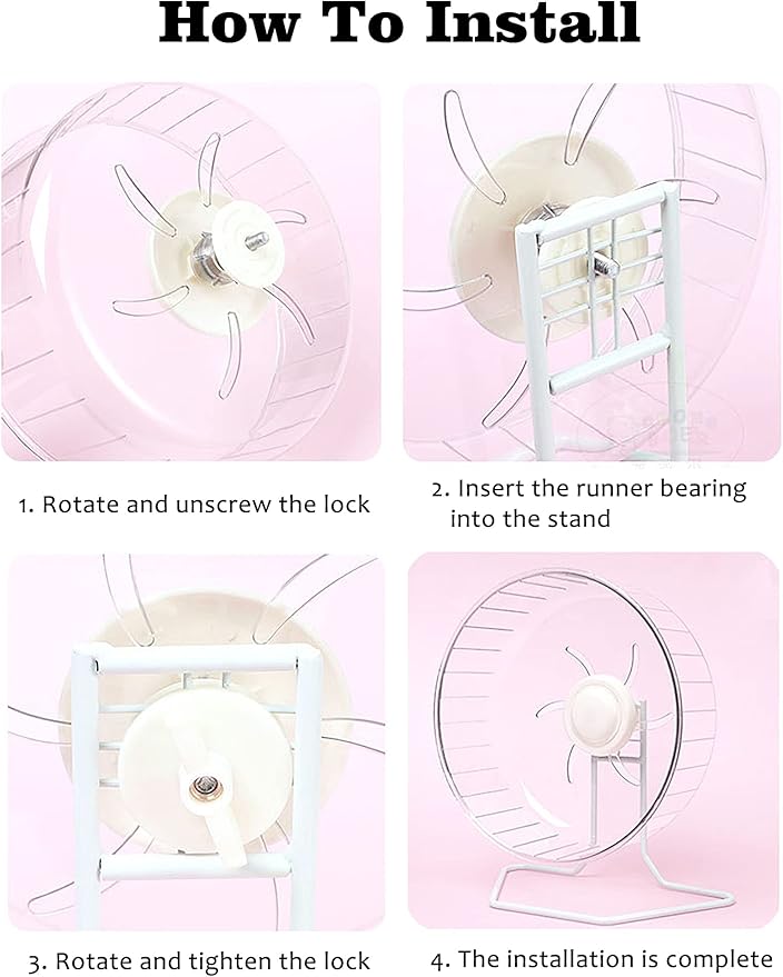 WHFPS Silent Hamster Exercise Wheel - Hamster Toy Accessories 9.45 Inch Running Spinner with Stand Quiet Hamster Runner for Small Animal Pet Gerbil Dwarf Syrian Hamster Hedgehog Rat Mouse Mice etc.