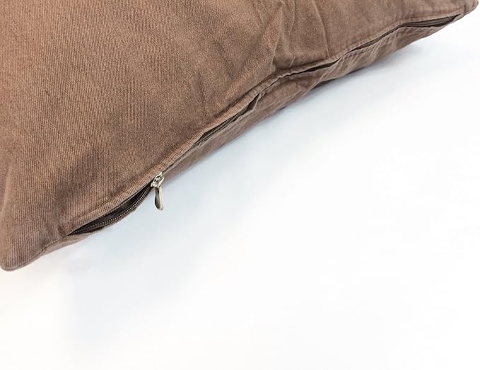 MicroCushion Waterproof Memory Foam Dog Bed with Removable Zippered Canvas Cover, High Density Foam & Poly Fiber Pillow for Small, Medium & Large Dogs (Denim Brown, M, Medium, Med, 36x29)