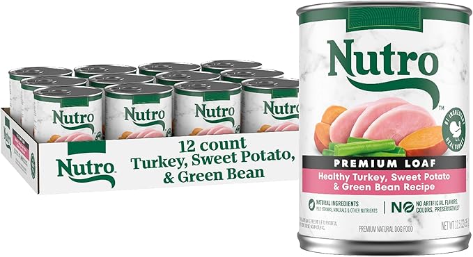 Nutro Natural Choice Premium Loaf Canned Dog Food, Adult Wet Dog Food Turkey Recipe 12.5 oz. cans (12 Count)