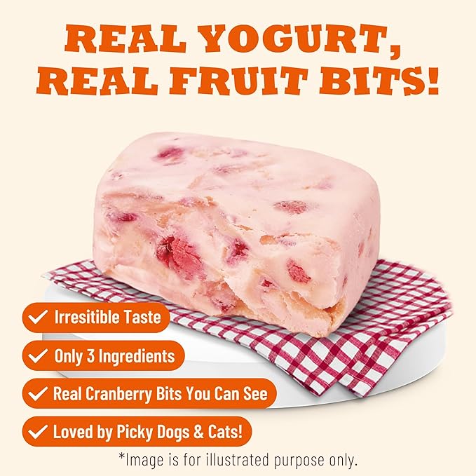 Freeze Dried Cranberry Yogurt Cat&Dog Treats - Healthy Cat Snacks with Probiotics - Low Calorie, High Protein Kitten Treats for Digestive&Urinary Tract Health 2.82oz