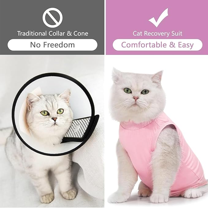 cat Recovery Suit Soft Cat Surgery Recovery Suit Female Cat Onesie for Cats After Surgery,Cone E-Collar Alternative Anti-Licking Protective Outfit Pet Surgical Recovery Pajama Suit