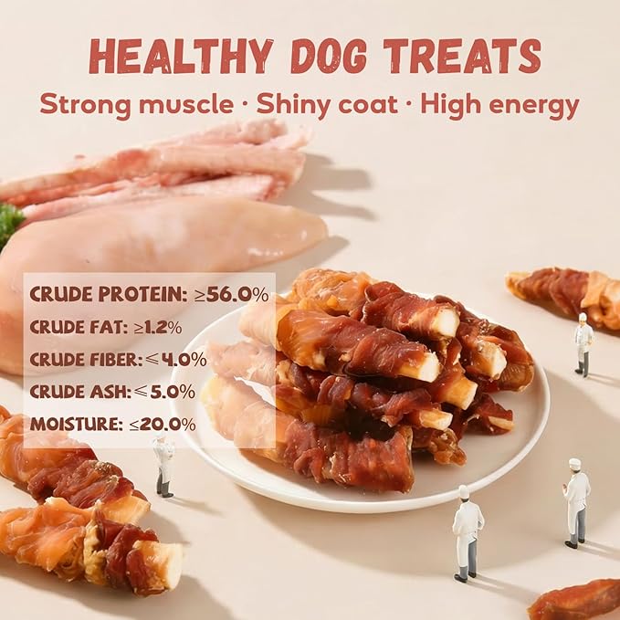 Dog Treats Chicken & Duck Wrapped Beef Cartilages, Long Lasting Dog Bones Rawhide Free & Grain Free, Low Fat Dog Chews for Medium Large Breed Dogs, 10.6 oz