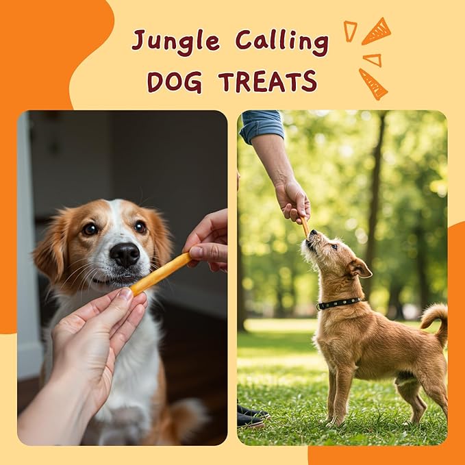 Jungle Calling 37 Count Collagen Sticks for Dogs, Chicken Flavored Chews, Long Lasting Rawhide Alternative Treats for Small Medium Dog, Healthy Chew Bones, 5 Inch