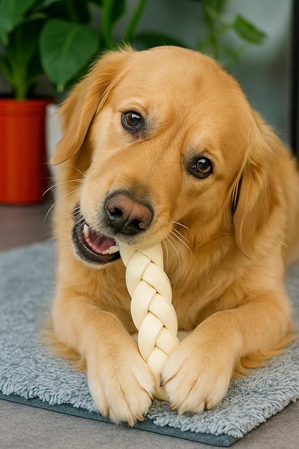 Pet Factory 100% Made in USA Beefhide 12" Braided Stick Dog Chew Treat - Natural Flavor, 1 Count/1 Pack