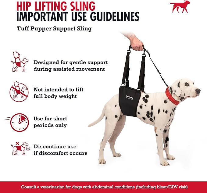 Tuff Pupper Dog Sling Hip Harness | Rear Lift Support for Senior & Injured Dogs | Adjustable Mobility Aid | Strong Padded Handle | Comfortable Design | Hip & Hind Leg Assistance (Medium/Large Unisex)