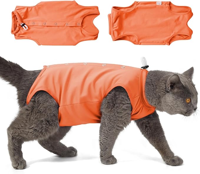 LIANZIMAU Cat Recovery Suit Female Cat Onesie After Surgery Spay Neuter Cone Alternative Breathable Post Surgery Recovery Suit Soft Cotton Adjustable Abdominal Bodysuit Kitten Healing