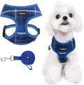 SCENEREAL Puppy Dog Harness with Leash Set for Small Medium Sized Dogs, Soft Mesh Pet Harnesses and Leash, No Chock Plaid Adjustable No Pull Vest for Dogs Cats, Chihuahua,Bulldog (Blue S)