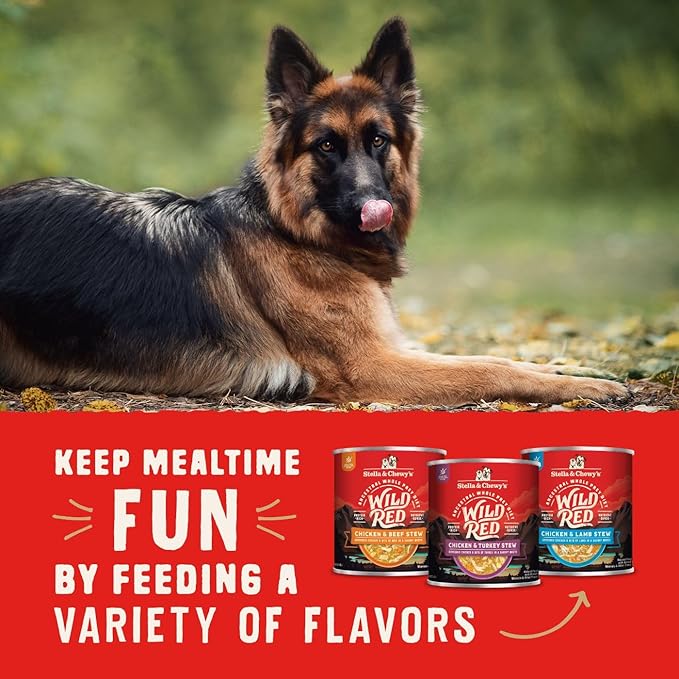Stella & Chewy's Wild Red Wet Dog Food - Large Variety Pack 3 Flavors - High Protein Grain-Free Stews with 96% Animal Protein - Perfect for Picky Eaters, 10 oz, Pack of 18