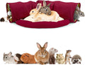 BWOGUE Bunny Tunnel Bed, 2-in-1 Collapsible Tunnel Tubes Toys with Removable Mat Hideout for Cats Kittens Rabbits Guinea Pigs Kitty