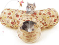 Tempcore Pet Cat Tunnel Tube Cat Toys 3 Way Collapsible, Cat Tunnels for Indoor Cats，Kitty Tunnel Bored Pet Toys Peek Hole Toy Ball Puppy, Kitty, Kitten, Rabbit Khaki Hedgehog