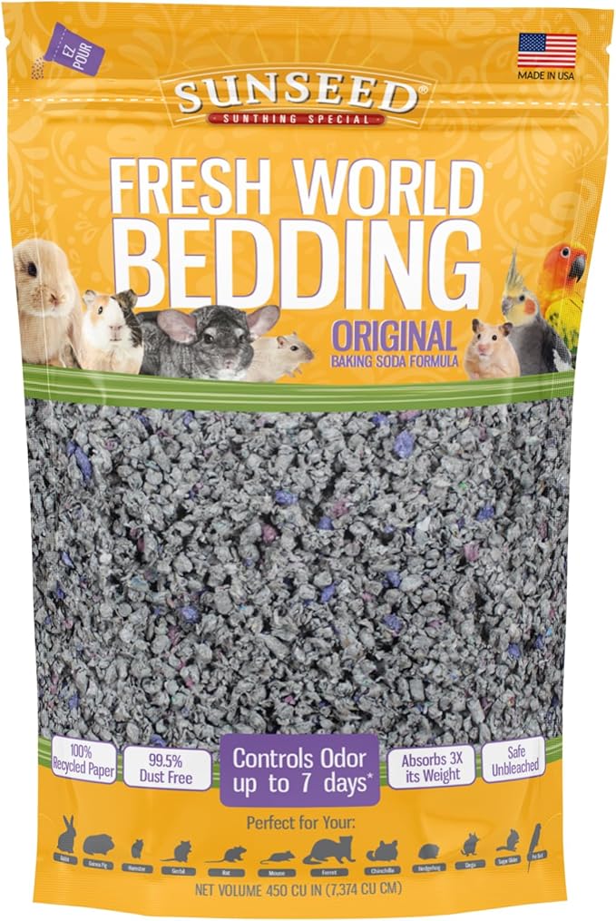 Sunseed 18220 Fresh World Bedding for Small Animals, Original Gray - 450 Cubic Inch