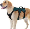 rabbitgoo Escape Proof Dog Harness, Soft Padded Full Body Pet Harness, Reflective Adjustable No Pull Vest with Lift Handle and Leash Clip for Large Dogs Walking Hiking Training, Dark Green, L