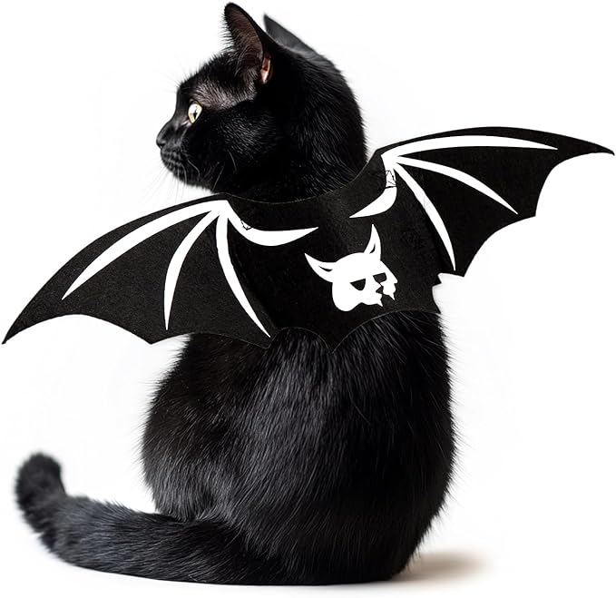 Cat Bat Wings Cat Bat Costume Cats Halloween Costumes Cute Bats Wings for Cats Kitten Halloween Costume Kitten Bats Wing Pet Halloweens Dress Up Accessories,White S