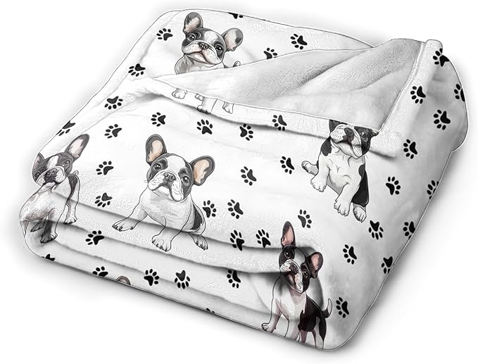 Boston Terrier Throw Blanket French Bulldog Frenchie Puppy Stuff Gifts for Dog Lover Kids Girls Boys Adults Women Men Soft Cozy Warm Plush Fluffy Fuzzy Fleece Blanket Decor 50''X60''