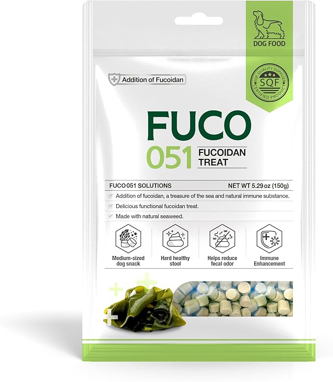 Fuco 051 Fucoidan Treat for Dogs – Immune & Digestive Health, Stool & Odor Support, Antioxidant, Superfood with Spirulina & Kelp, 5.29 oz (150g)