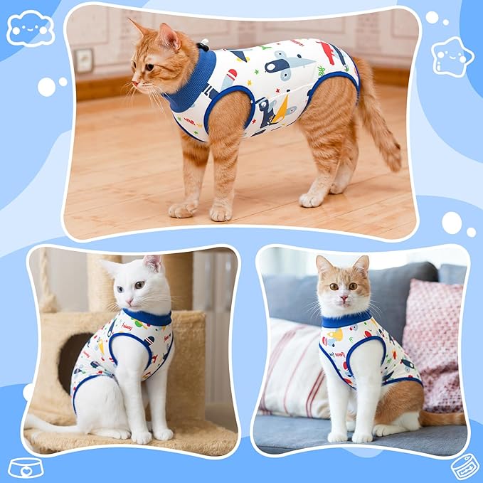 Coppthinktu Cat Recovery Suit Female, Breathable Cat Onesie After Surgery Female for Abdominal Wounds or Skin Diseases, Surgery Recovery Suit Kitten Surgical Onesie After Spay Wear Anti Licking