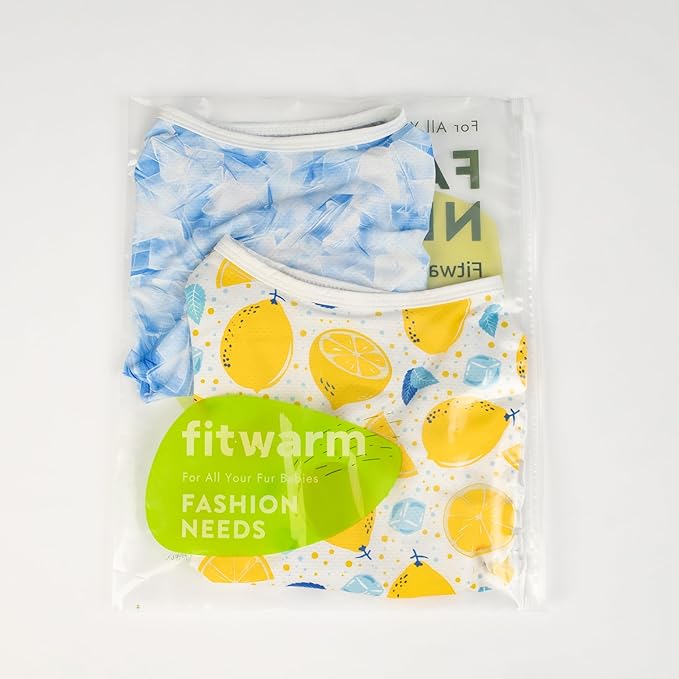 Fitwarm 2 Pack Ice Lemon UPF 50+ UV Sun Protection Dog Shirt, Lightweight Dog Cooling Vest, Quick Dry Summer Clothes for Small Dogs Boy Girl, Pet Outfit, Blue, Yellow, White, Small