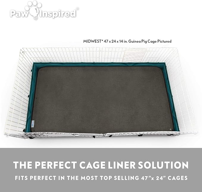 Paw Inspired Washable Guinea Pig Cage Liners, Fleece Bedding for Guinea Pigs Ferrets, Rabbits, Hamsters, Small Animals, Bamboo Charcoal Odor Controlling Absorbent Pee Pads (1 ct., Midwest)