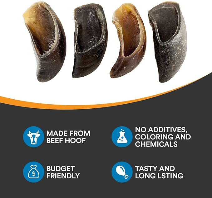 123 Treats | Cow Hooves for Dogs | 100% Natural Long Lasting Hoof Dental Dog Thick Chews, Perfect as Hooves for Dogs to chew. Made from Free Range, Grass Fed Cattle with NO Additives - (10 Count)