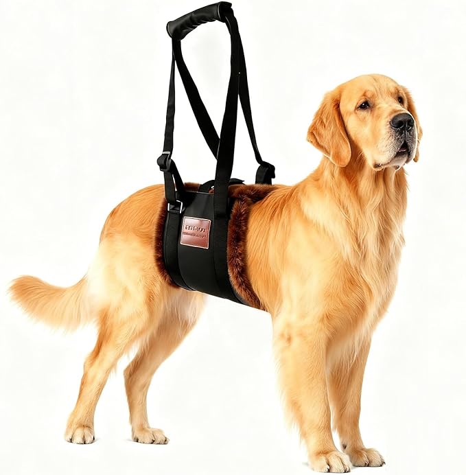 Dog Sling for Back Legs, Dog Lift Harness, Magic Tape Dog Sling for Large Dogs Hind Leg Support, Elderly Dog Lifter, Assist Canie Hip Arthritis K9 Cruciate Ligament Rehabilitation (Brown, Small)