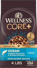 Wellness CORE+ Dry Dog Food with Freeze Dried Pieces, Wholesome Grains, High Protein, Natural, Ocean Whitefish & Herring Recipe, (4-Pound Bag)