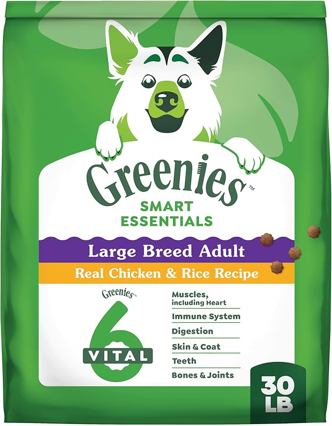 Greenies Smart Essentials Large Breed Adult High Protein Dry Dog Food Real Chicken & Rice Recipe, 30 lb. Bag