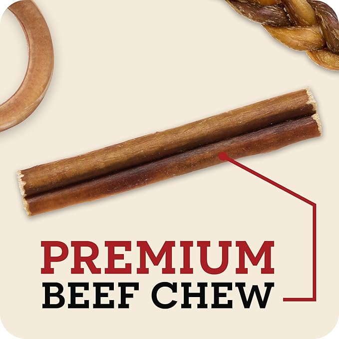 Redbarn Pet Products All Natural 5"-8" Bully Sticks for Small & Large Dogs - Healthy Long Lasting Chews Variety Party Pack - 100% Beef Single Ingredient Low Odor Rawhide Free Dental Treats - 8 oz Bag