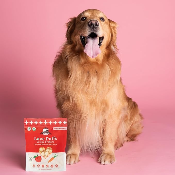 Lord Jameson Crispy Orchard Light & Crunchy Love Puffs - Apple & Carrot Dog Treats, Low-Calorie, Low-Sugar, Gluten & Preservative-Free, USDA Certified Organic - Made In USA 4 oz
