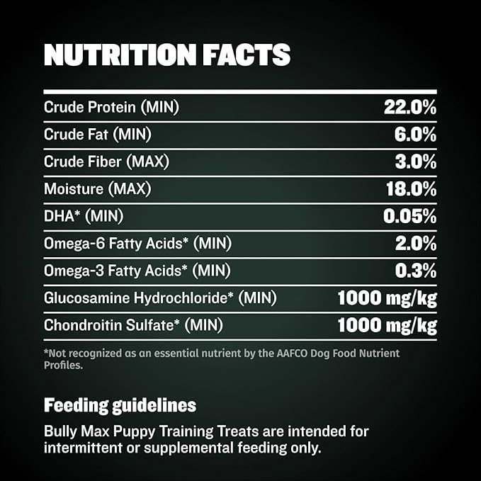 Bully Max Puppy Training Treats - Soft Chews Dog Food Supplements & Vitamins for Brain, Skin & Coat Health - Glucosamine & Chondroitin for Joint Support – Multivitamin Food Topper for Puppies - 1 Bag