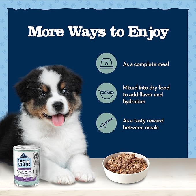 Blue Buffalo Baby Blue Natural Wet Food for Puppies, Healthy Growth Formula with DHA, Turkey & Vegetable Recipe, 12.5-oz. Can