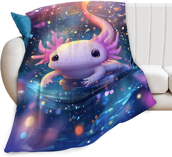Axolotl Throw Blanket Axolotl Stuff Gifts for Kids Girls Boys Adults Women Man Soft Cozy Warm Plush Fluffy Fuzzy Fleece Blanket Decor 60''X80''