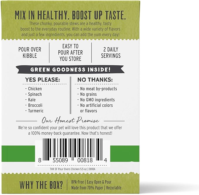 The Honest Kitchen Human Grade Superfood POUR OVERS Wet Toppers for Dogs (12 Pack), 5.5 oz - Chicken Stew