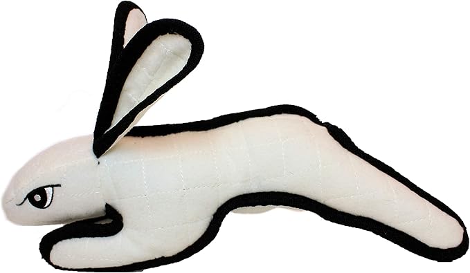 TUFFY - World's Tuffest Soft Dog Toy -Barnyard- Multiple Layers. Made Durable, Strong & Tough. Interactive Play (Tug, Toss & Fetch). Machine Washable & Floats. (White Rabbit, Large 2 Pack)