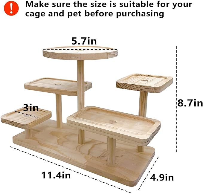 Hamster Climbing Toy Ledge Wooden Gerbil Playground Exercise Platform Enrichment Shelf Hamster Cage Accessories for Mouse Dwarf Rat Sugar Glider