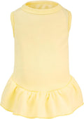 Dog Dresses Cat Skirt Solid Color Dog Clothes Summer Sleeveless Puppy Girl Clothes for Small Pet Dogs Cats (Yellow, Small)