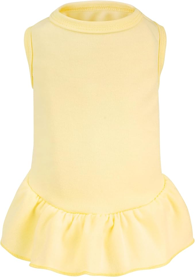 Dog Dresses Cat Skirt Solid Color Dog Clothes Summer Sleeveless Puppy Girl Clothes for Small Pet Dogs Cats (Yellow, Large)