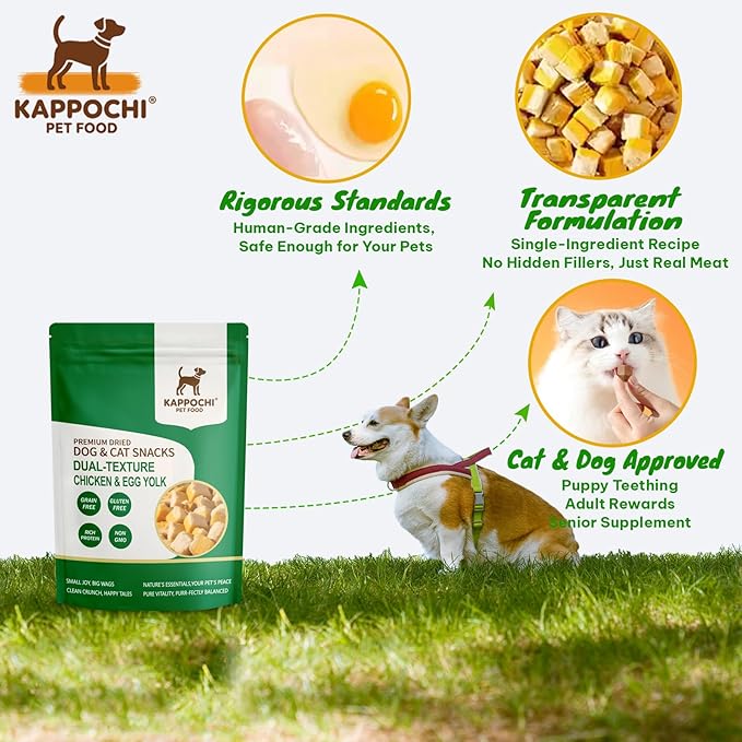 Freeze Dried Dual-Layer Chicken & Egg Yolk Dog Treats - Perfect as Training Rewards, 3.5oz(100.0g), High Protein Training Treats, Natural & Raw, No Additives, Grain Free, Gluten Free