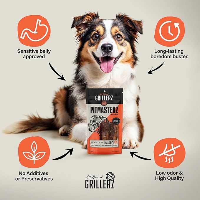 Grillerz Pitmasterz Ribs, 3 Count, All Natural Dog Treats for All Breeds, Dog Chews for Healthy Teeth