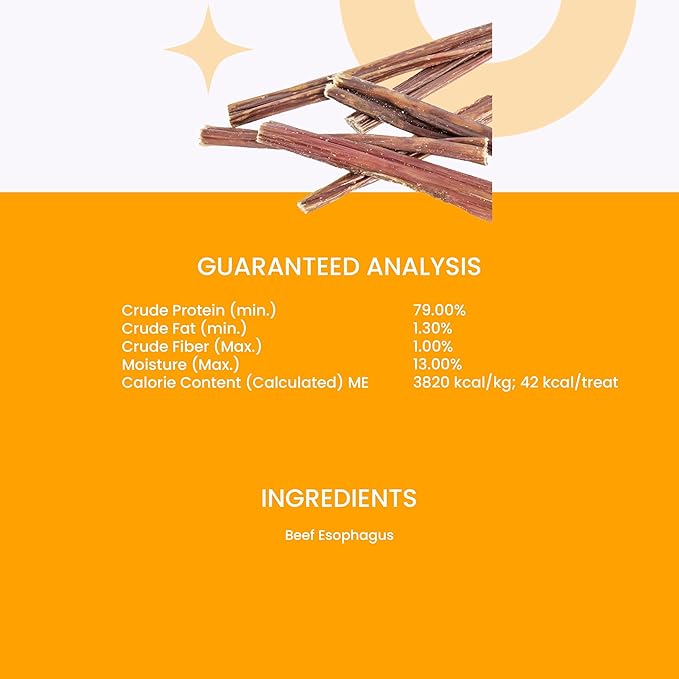 "I and love and you" Good Golly Beef Gullet Sticks - Grain Free Dog Chews, 100% Beef Treats for Dental Health, Free Range & Grass Fed Beef, 5 Pack of 6-Inch Sticks