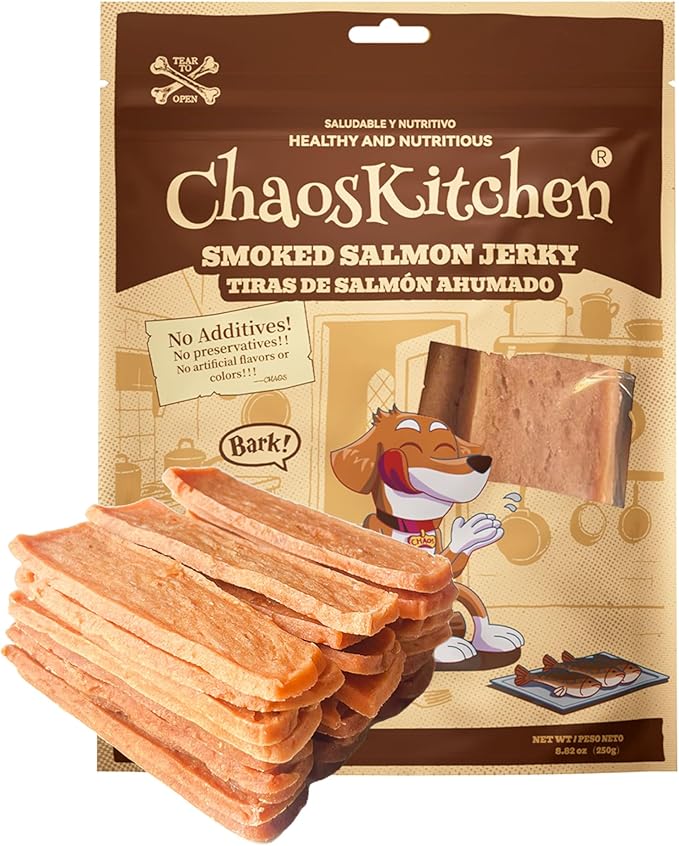 Smoked Salmon Jerky Dog Treats – Real Salmon as #1 Ingredient, High-Protein Tender Strips, Naturally Smoked Flavor, Grain-Free (8.8 oz / 250 g)