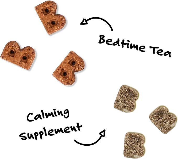 Bocce's Bakery Bedtime Tea Treats + Calming Supplement Bundle for Dogs – All-Natural, Wheat-Free Biscuits & Stress Support with Chamomile, Lemon Balm, L-Theanine – Real Ingredients Baked in The USA